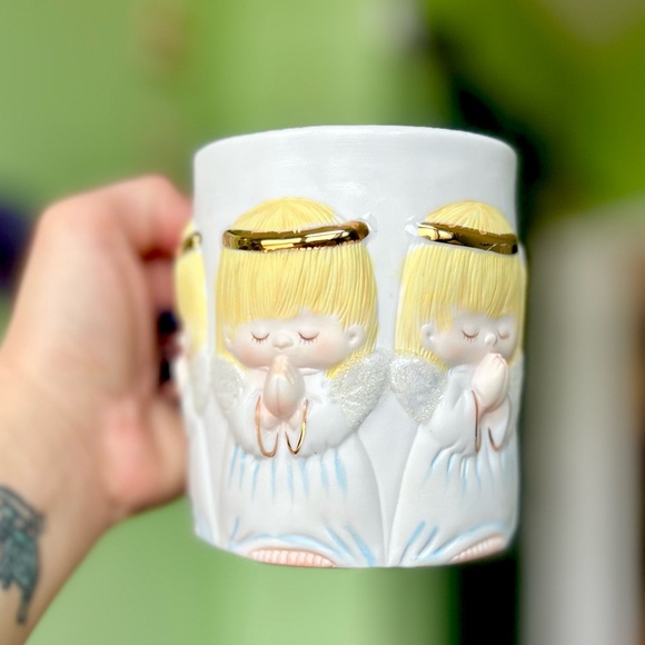 Vintage Praying Angel Babies Collectible Home Kitchen Coffee Tea Mug Cup - Picture 3 of 8